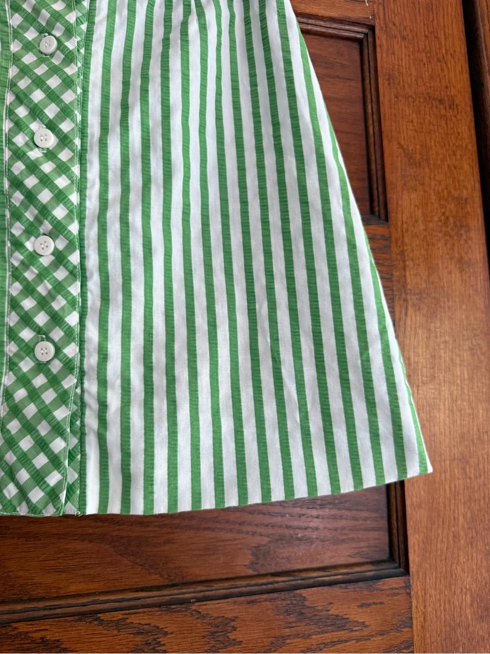 VINTAGE AUSTIN HILL Striped Gingham Mini Skirt Button Down Cute Picnic A Line M